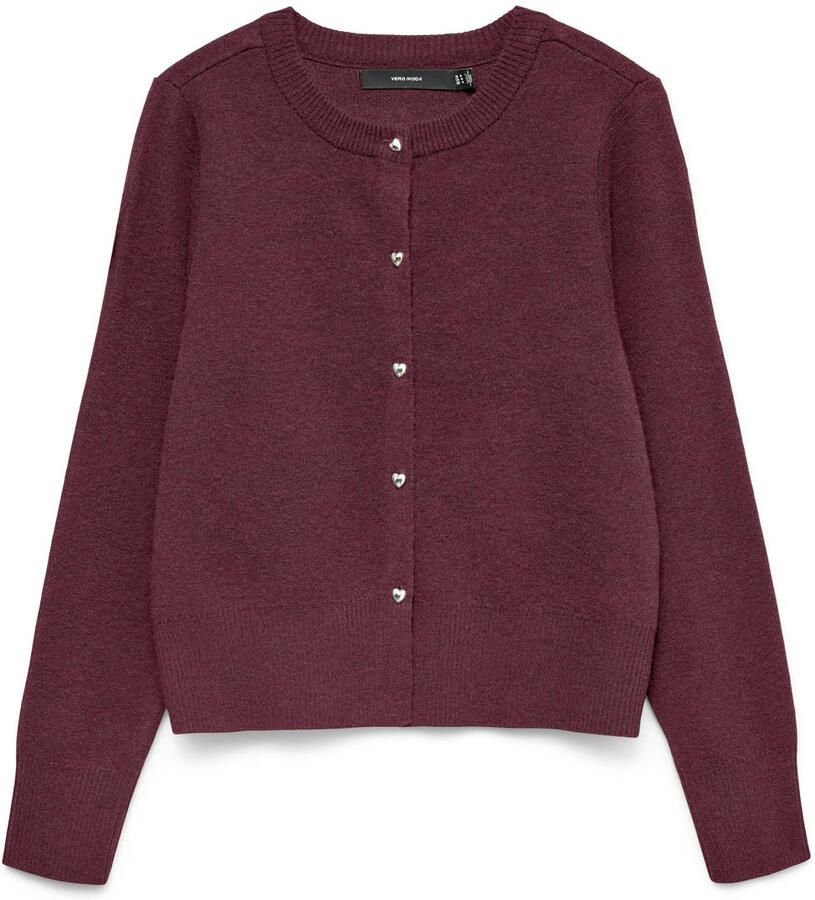 VERO MODA rechtvallend gebreid vest donkerrood