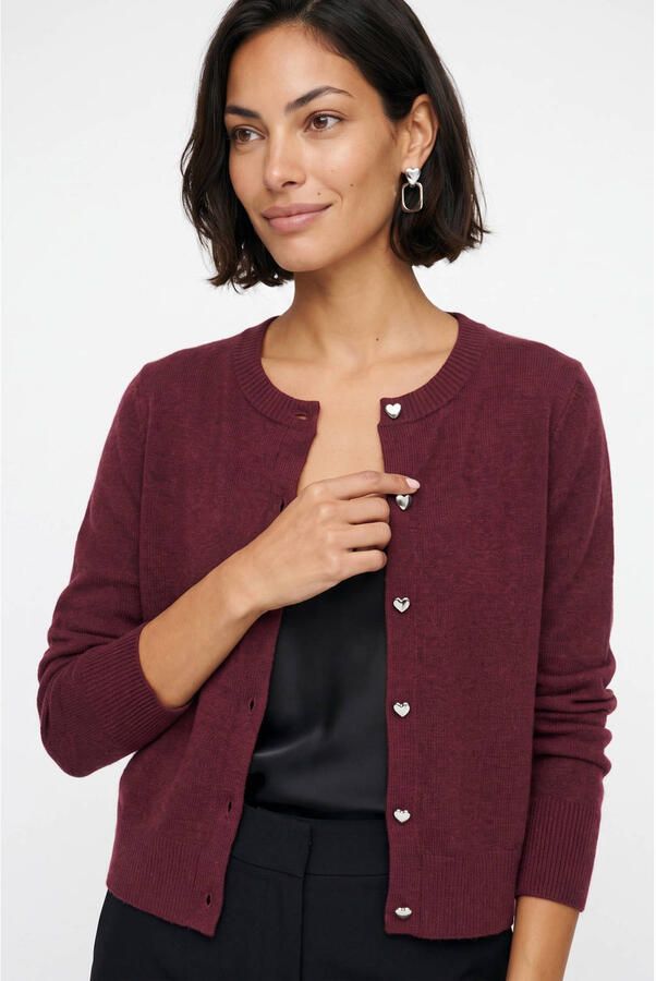 VERO MODA rechtvallend gebreid vest donkerrood
