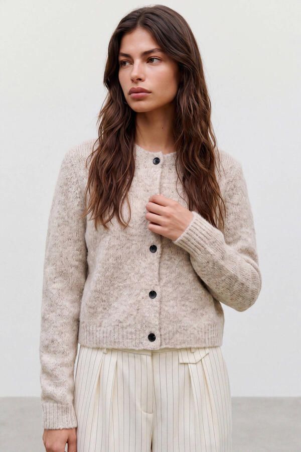 Vero Moda Regular fit gebreid jack met wol en knoopsluiting model 'NOVAH' - Foto 3