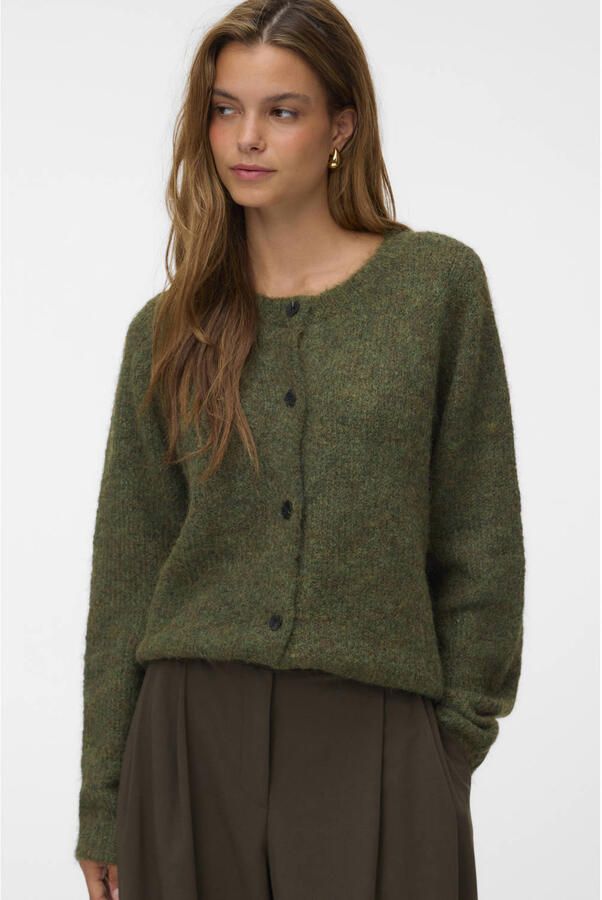 VERO MODA rechtvallend gebreid vest met wol groen - Foto 2