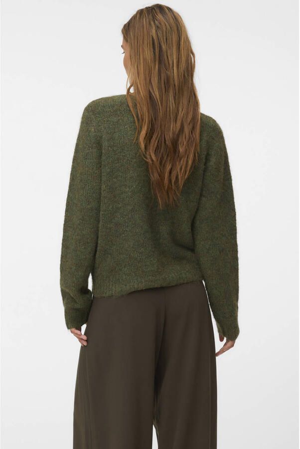 VERO MODA rechtvallend gebreid vest met wol groen - Foto 3