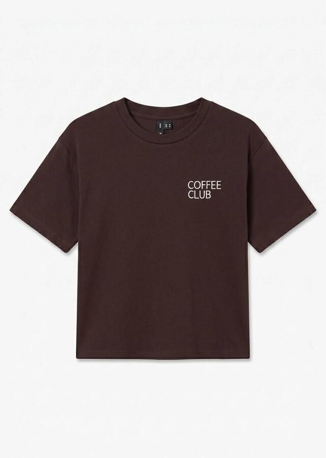 VERO MODA rechtvallend T-shirt met backprint bruin
