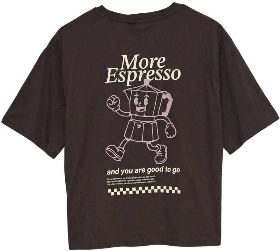 VERO MODA rechtvallend T-shirt met backprint donkerbruin