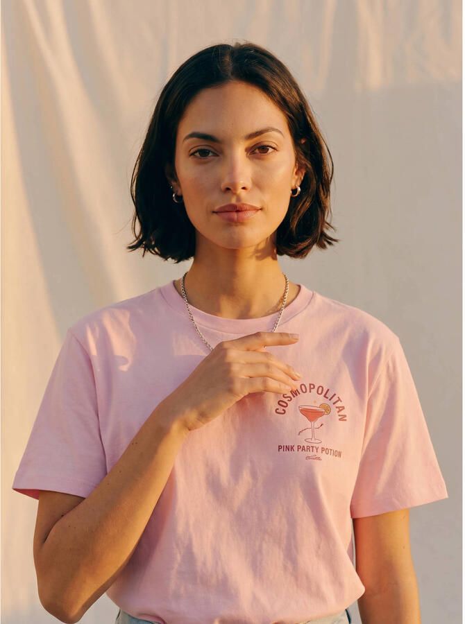 VERO MODA rechtvallend T-shirt met backprint roze