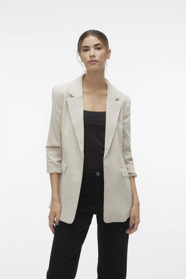 Vero Moda Lange blazer VMFRIDA LS REGULAR BLAZER NOOS zonder sluiting en met gerimpelde 3 4 mouw
