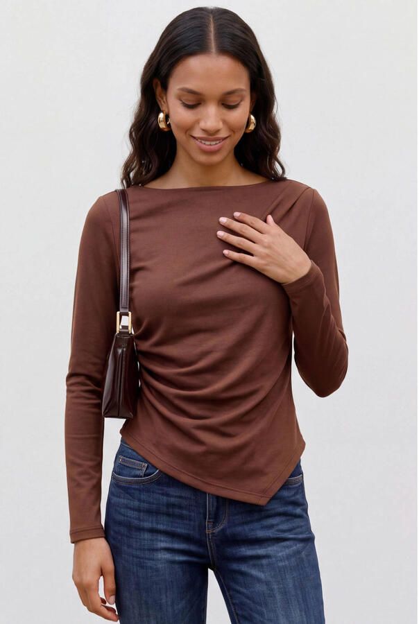 VERO MODA x Wehkamp rechtvallende top bruin