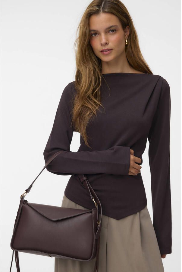 VERO MODA rechtvallende top donkerbruin