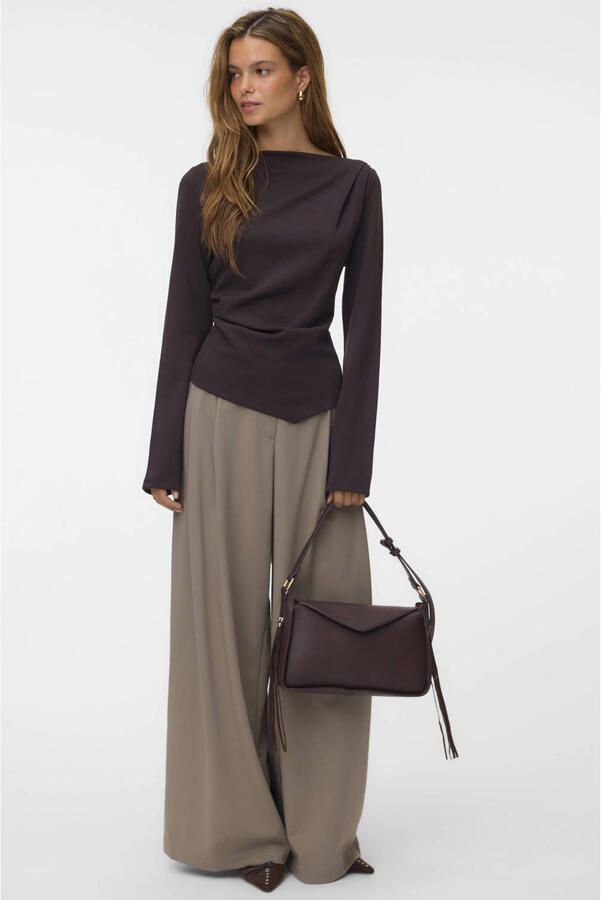 VERO MODA rechtvallende top donkerbruin - Foto 2