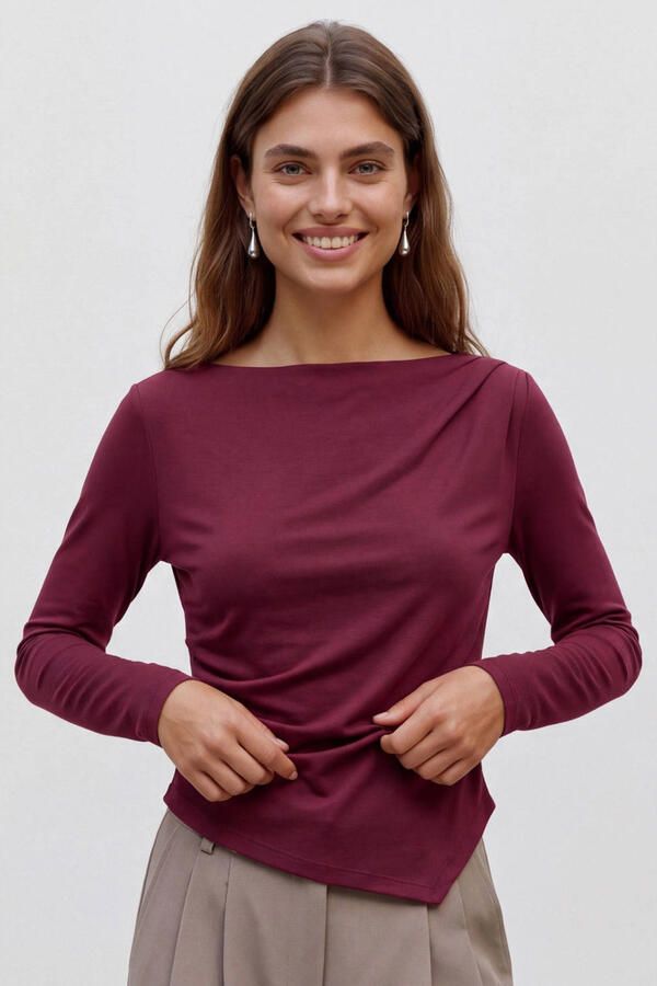 VERO MODA rechtvallende top donkerrood