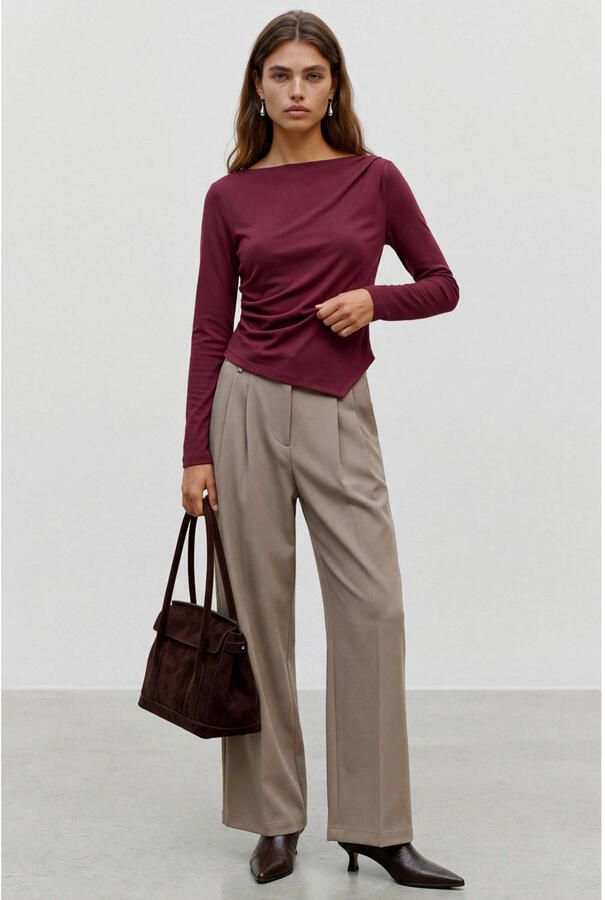 VERO MODA x Wehkamp rechtvallende top donkerrood - Foto 2