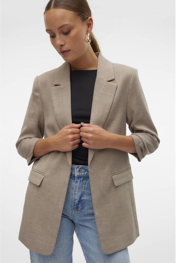 Vero Moda Lange blazer VMFRIDA LS REGULAR BLAZER NOOS zonder sluiting en met gerimpelde 3 4 mouw - Foto 3