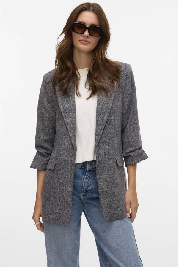Vero Moda Lange blazer VMFRIDA LS REGULAR BLAZER NOOS zonder sluiting en met gerimpelde 3 4 mouw