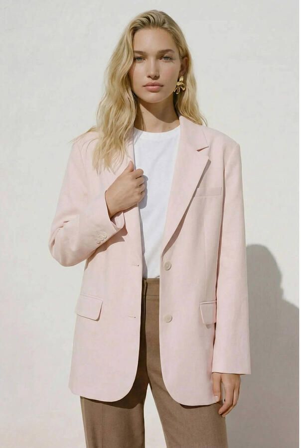 VERO MODA regular blazer lichtroze