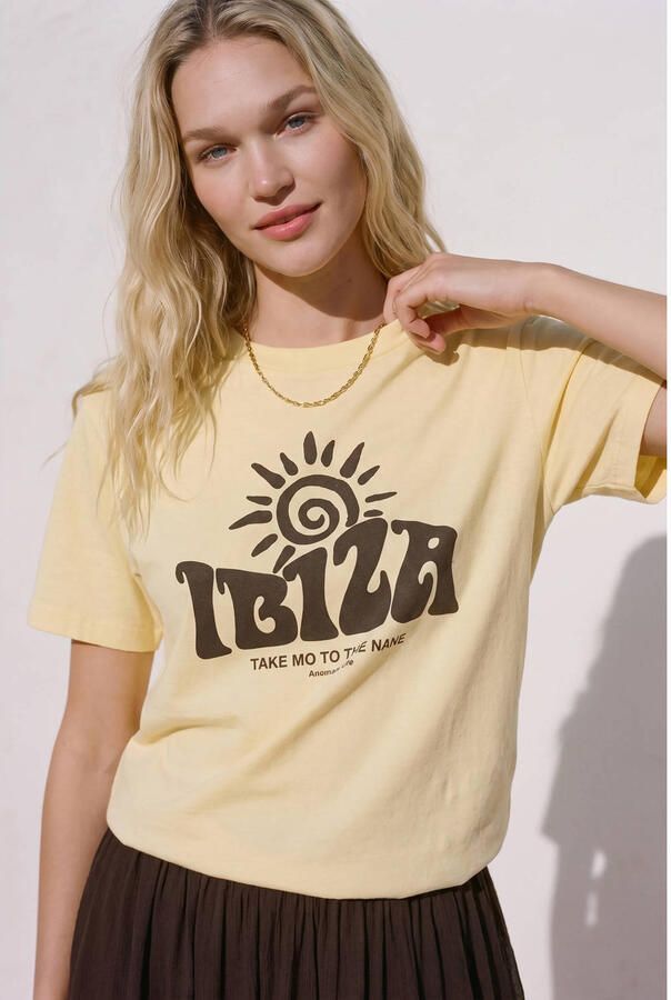 VERO MODA regular fit T-shirt met tekst geel - Foto 2