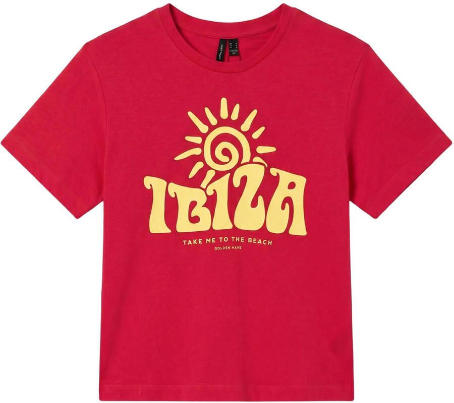 VERO MODA regular fit T-shirt met tekst rood
