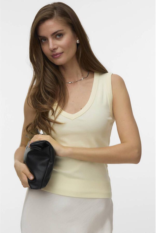 VERO MODA regular fit top lichtgeel