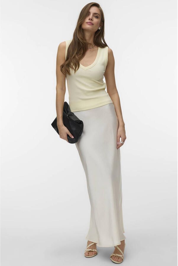 VERO MODA regular fit top lichtgeel - Foto 3