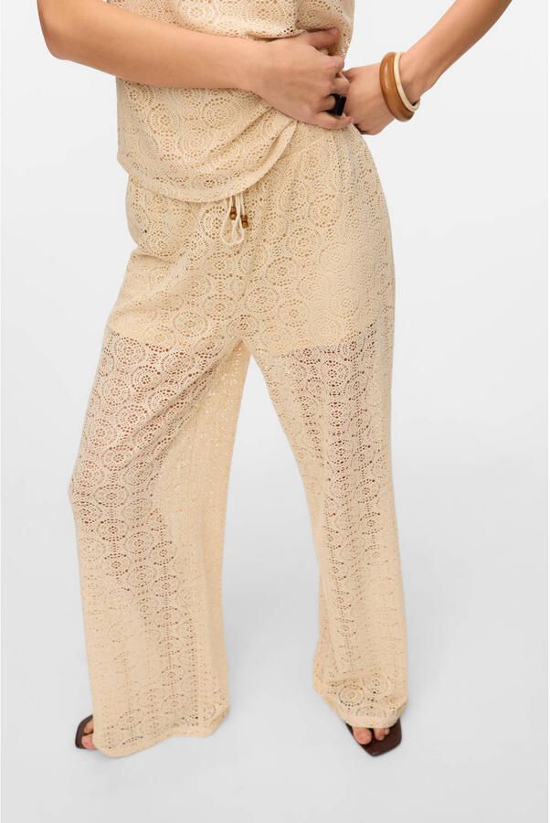 VERO MODA regular waist casual broek crème - Foto 2