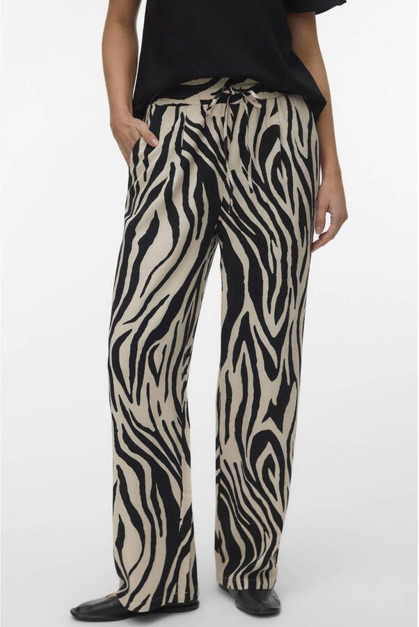VERO MODA regular waist casual broek met linnen