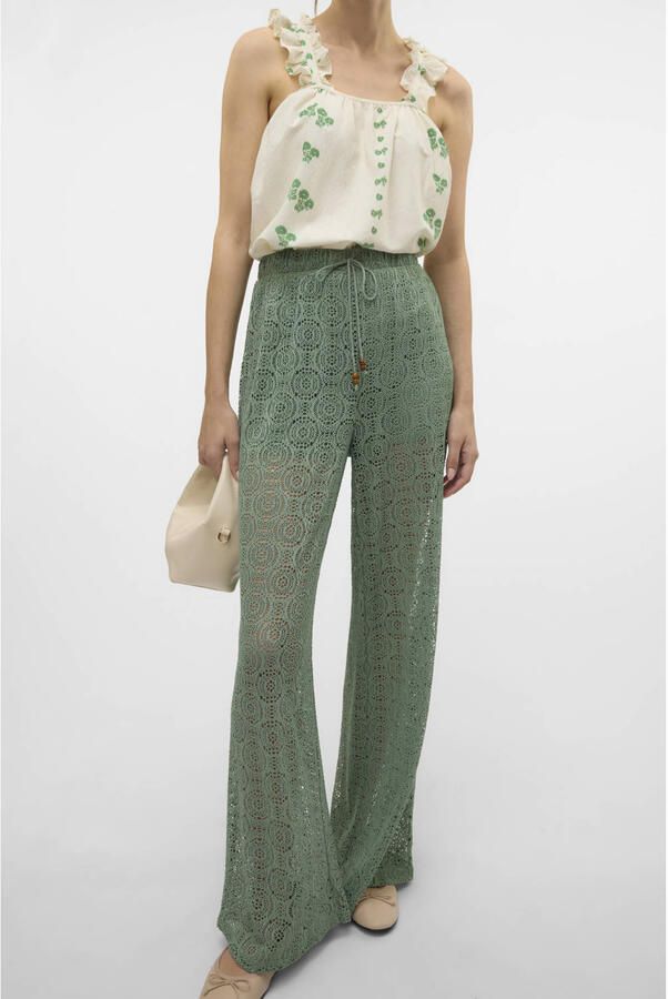 VERO MODA regular waist casual broek olijfgroen - Foto 3