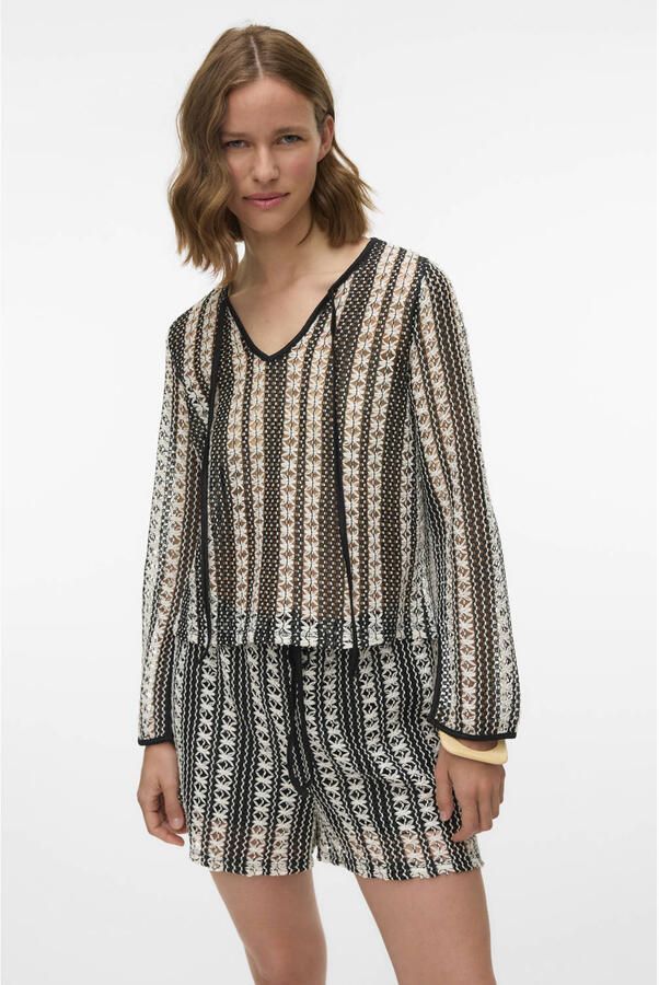 VERO MODA regular waist casual short zwart gebreid