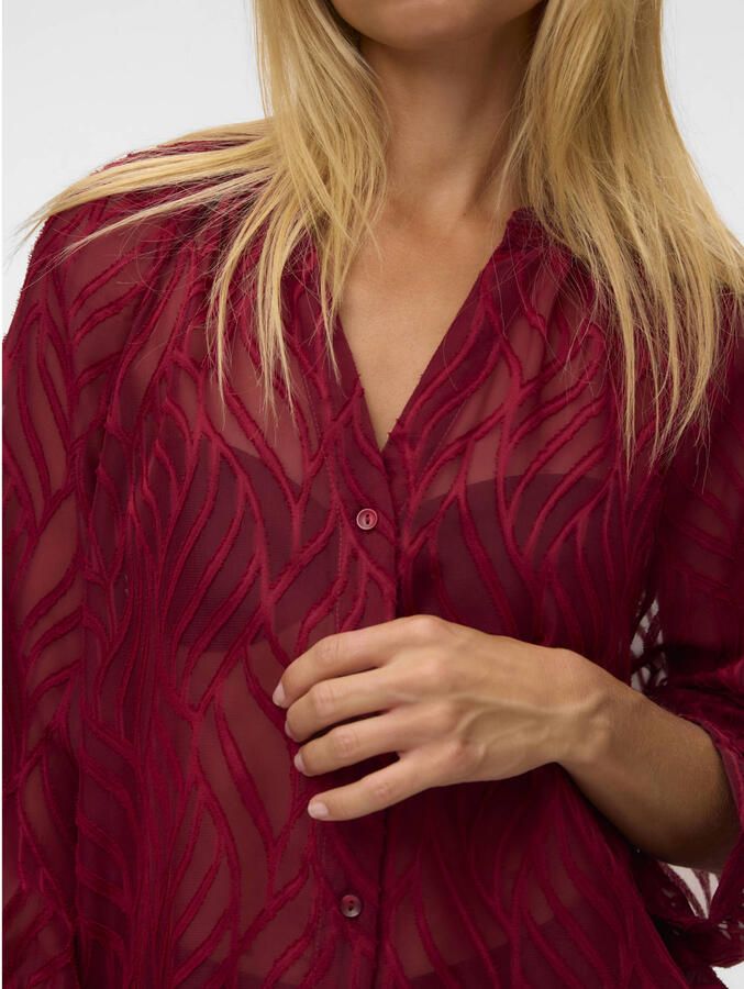 VERO MODA semi-transparante blouse donkerrood - Foto 2