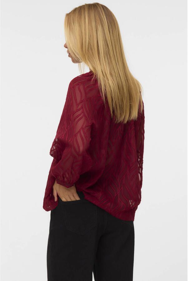 VERO MODA semi-transparante blouse donkerrood - Foto 3