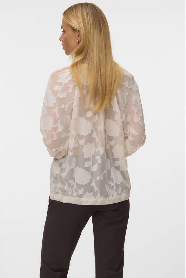 VERO MODA semi-transparante gebloemde blouse beige - Foto 3