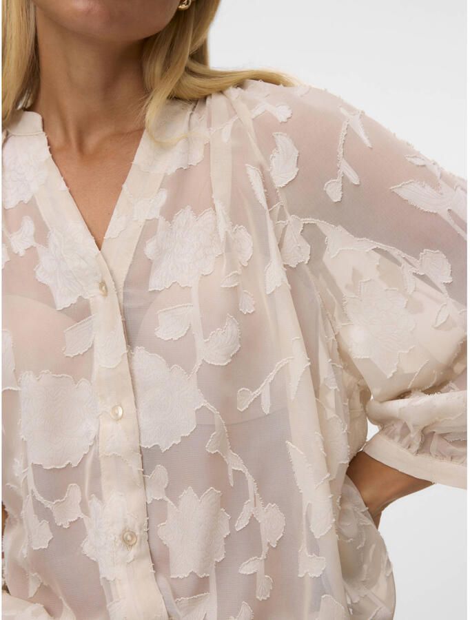 VERO MODA semi-transparante gebloemde blouse beige - Foto 2