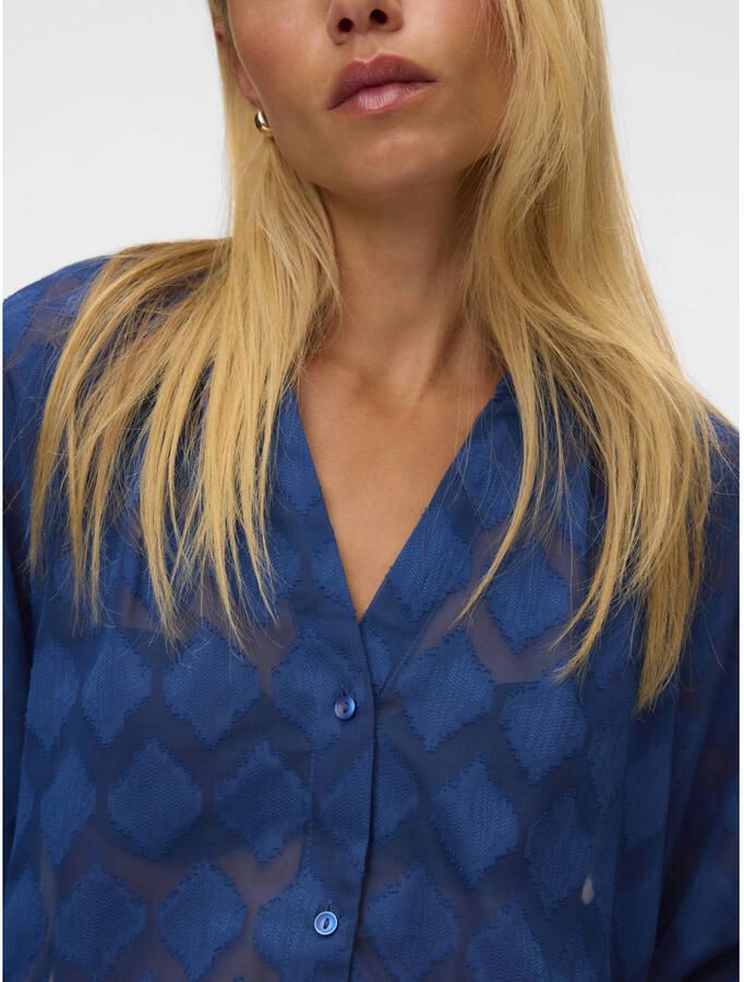VERO MODA semi-transparante geruite blouse blauw - Foto 2
