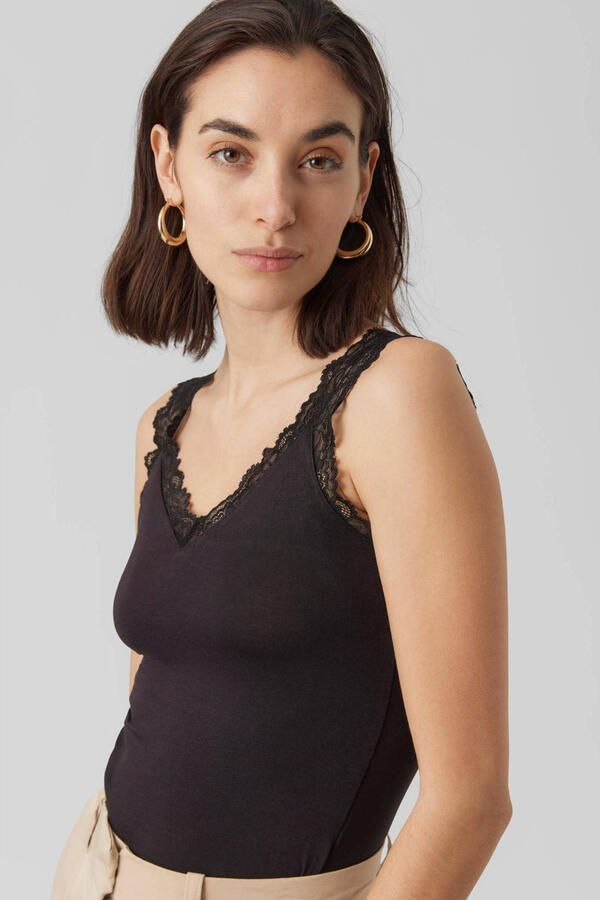 Vero Moda Zwarte Viscose Tanktop Lente Zomer Black Dames