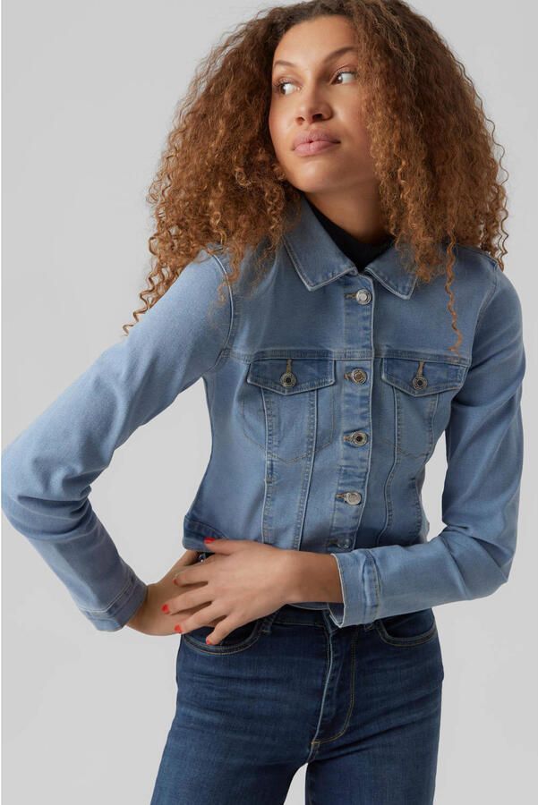 Vero Moda Outdoor Kort jeansjack met platte kraag model 'LUNA'