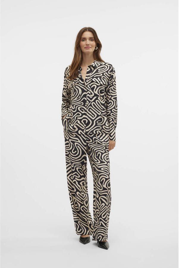 Vero Moda Regular fit brede broek met all-over patroon model 'VIGDIS' - Foto 2