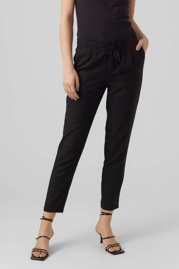 Vero Moda Comfortbroek VMJESMILO MW ANKLE PANTS WVN NOOS met elastische manchet en tunnelkoord