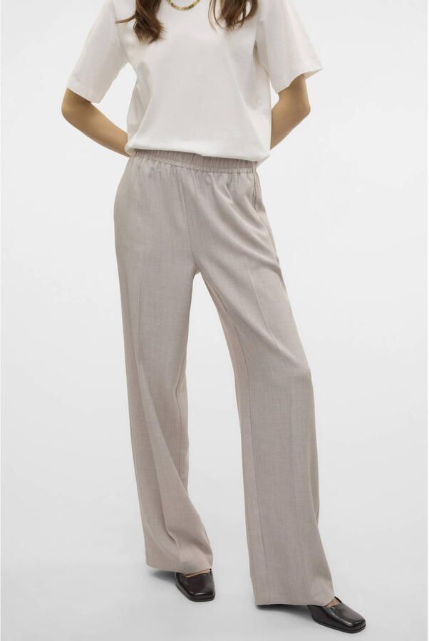 VERO MODA straight high waist broek beige - Foto 3