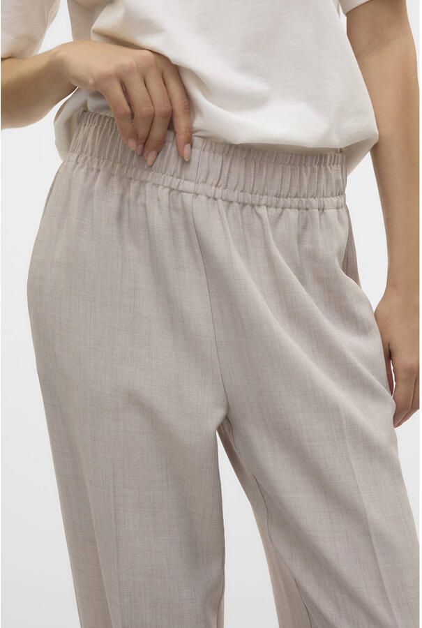 VERO MODA straight high waist broek beige