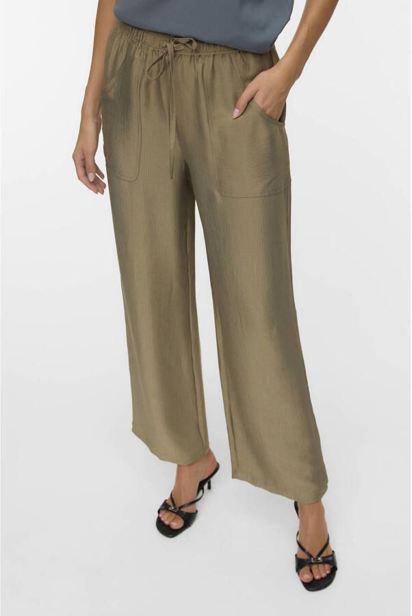 VERO MODA straight high waist casual broek groen - Foto 3