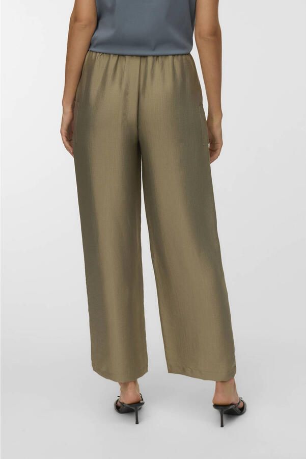 VERO MODA straight high waist casual broek groen