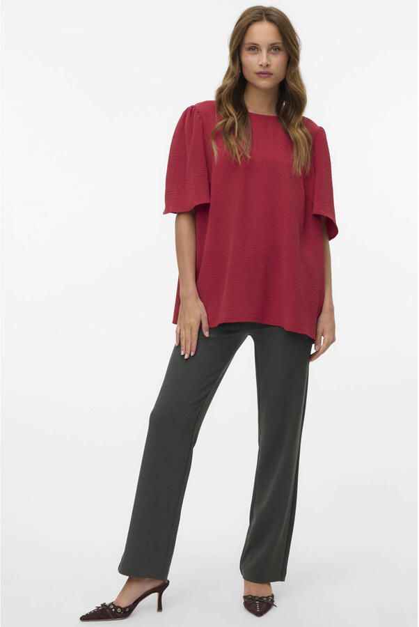 VERO MODA straight leg pantalon donkergroen