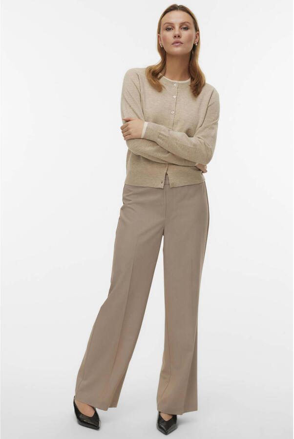 VERO MODA straight regular waist casual broek beige - Foto 3
