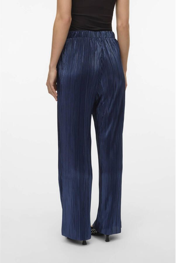 VERO MODA straight regular waist casual broek donkerblauw