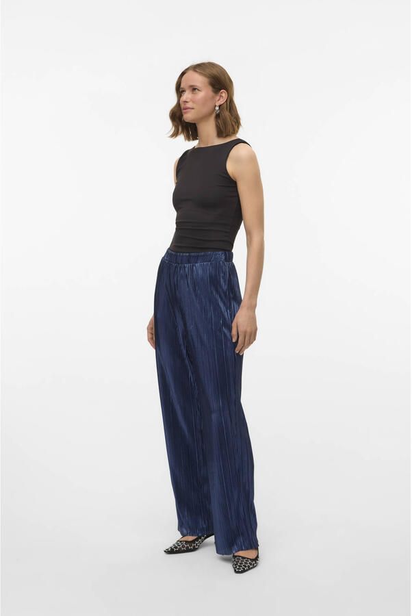 VERO MODA straight regular waist casual broek donkerblauw - Foto 2
