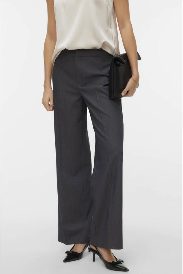 VERO MODA straight regular waist casual broek grijs