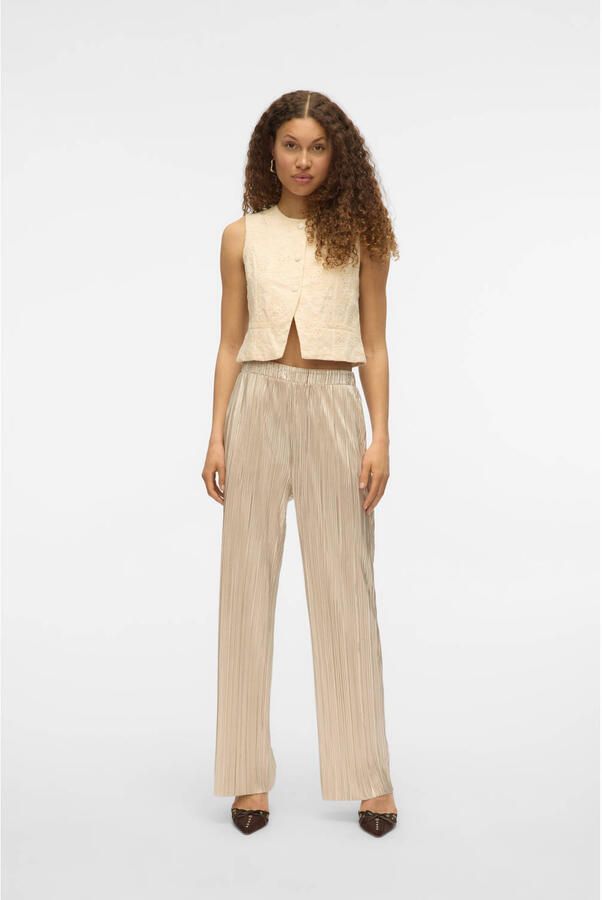VERO MODA straight regular waist casual broek zilver