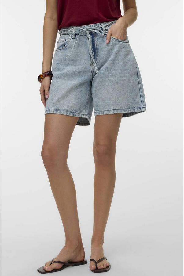 VERO MODA straight regular waist denim short light blue denim