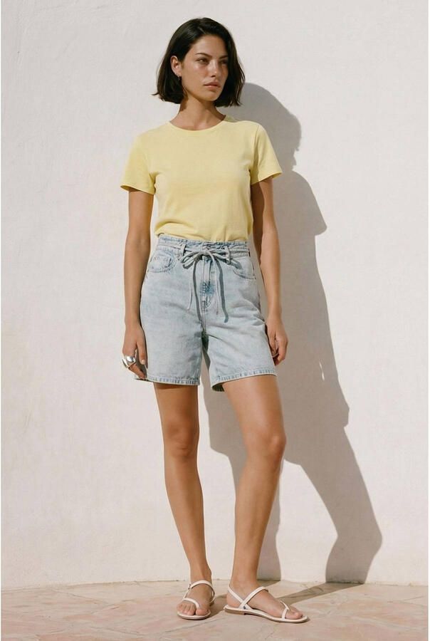 VERO MODA straight regular waist denim short light blue denim - Foto 2