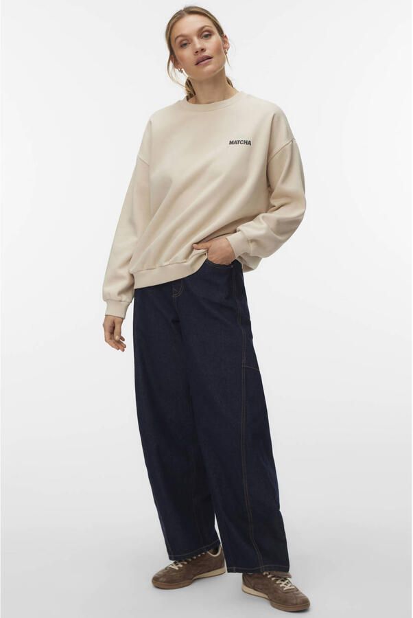 VERO MODA sweater met backprint beige