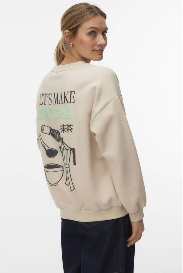 VERO MODA sweater met backprint beige - Foto 2