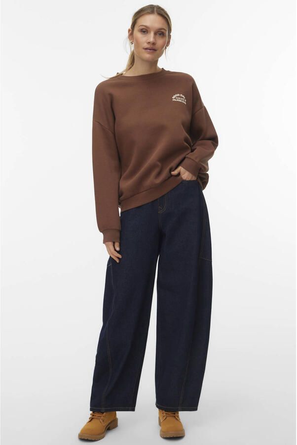 VERO MODA sweater met backprint bruin