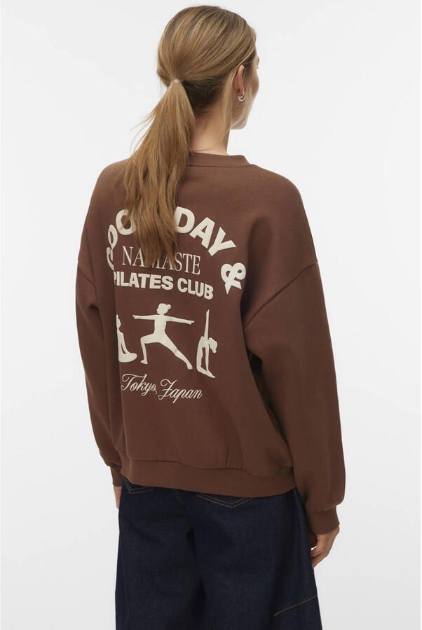 VERO MODA sweater met backprint bruin - Foto 3